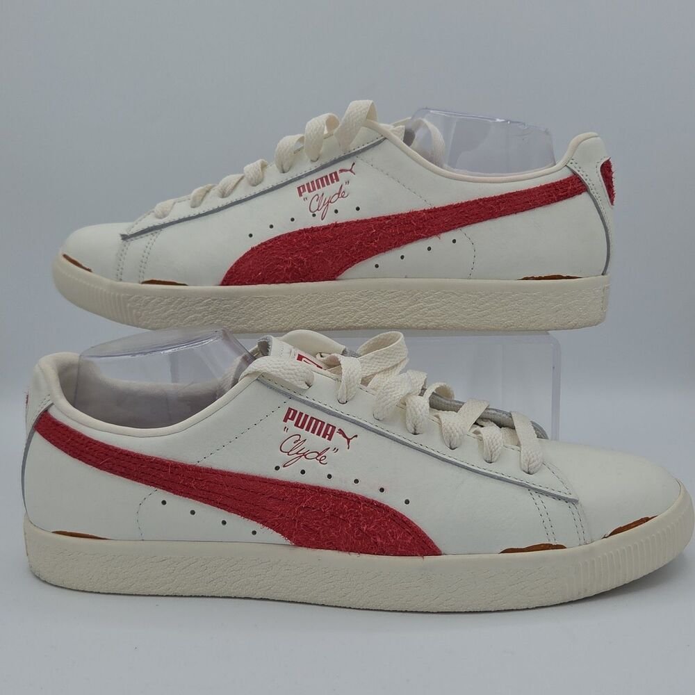 Puma Clyde OG White Intense Red Suede Stripe 396489-01 Mens Size 13 Sneakers